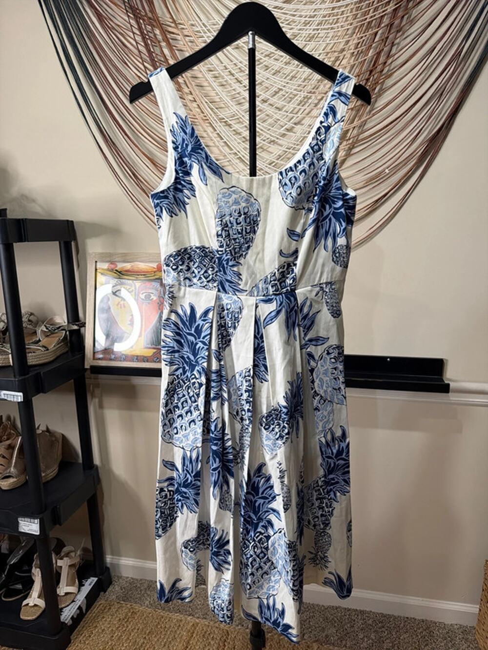 Chetta B box plate, blue and white, pineapple fit, and flare dress 6 2700
